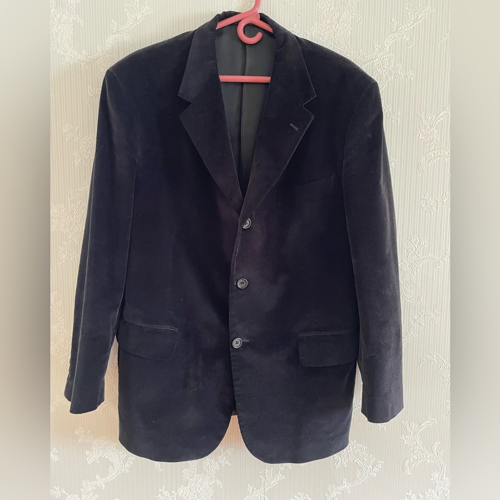 FINE BLACK VELOUR MENS SPORT COAT EVAN PICONE 44R